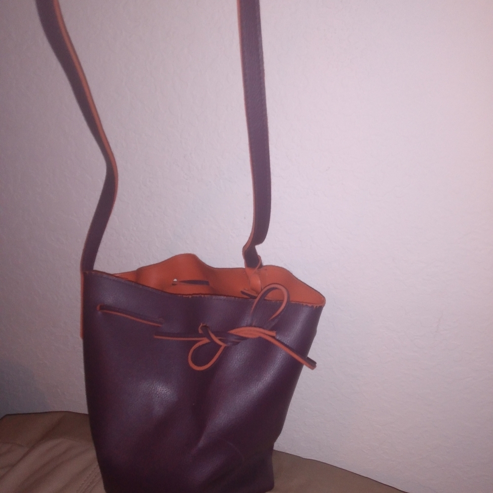 Purple and orange tote bag